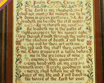 23rd Psalm Sampler Vintage Stamped Cross Stitch Kit VTG Linen 1973 Columbia Minerva