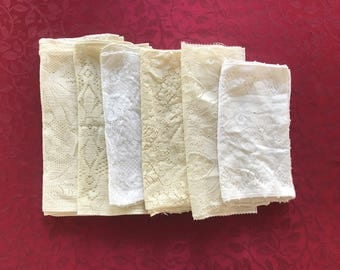 6 Imperfect Vintage Lace Table Runners, cutter Lot of Six Lace Table Runners, Table Runners To Re purpose
