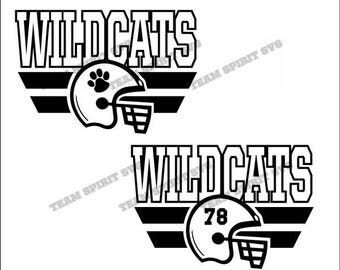 Wildcats Football Helmet with Numbers Download Files - SVG, DXF, EPS, Silhouette Studio, Vinyl, Digital Cut Files -Use with Cricut and more!