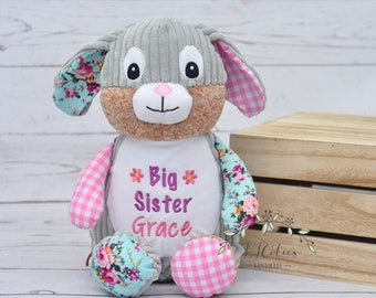 Personalized Stuffed Animal-Personalized Bunny Rabbit Cubby-Personalized Stuffed Bunny-Birth Stats Bunny-Birth Annoucement Stuffed Animal