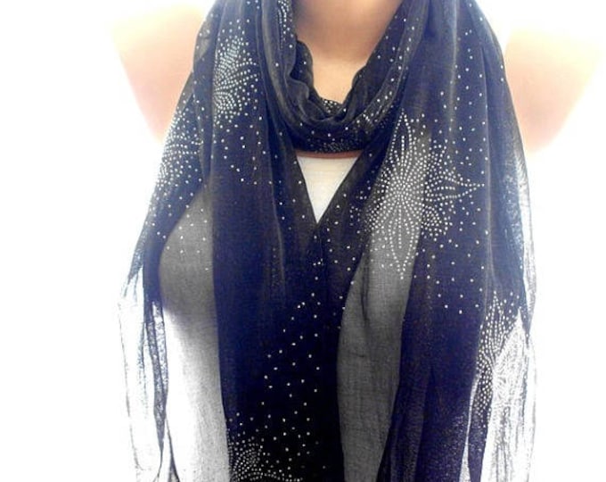 Black lace scarf,scarves for women, soft scarf, cozy scarf, trendy scarf