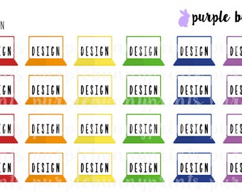 Design // Rainbow Laptop Icons // Planner Stickers!