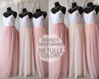 Bridesmaids Dress Tulle Skirt Long Floor Length Women's Tulle Skirt Bridal Women Tulle Skirt Wedding Long Blush Pink Ivory Tulle Dress