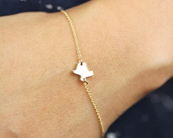 Texas Bracelet, 14K Gold Texas Charm Gold Bracelet, 14K Solid Gold Texas Pendant Bracelet, Gold Bracelet, Personalize Pendant Bracelet