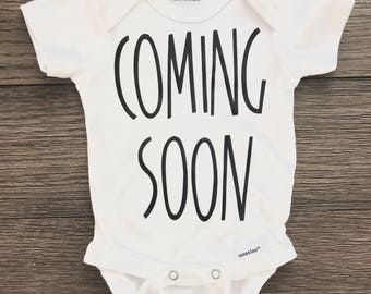 Coming Soon Pregnancy Announcement Onesie® / Bodysuit / Pregnancy Reveal / New Baby / Surprise Reveal / Gift For Family / Baby / New Dad