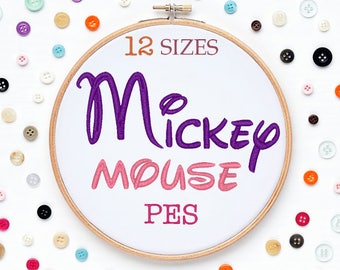 12 Sizes Mickey Mouse Disney Embroidery Font PES Format Embroidery Machine,Initials Monogram,Monogram Design,Instant Download