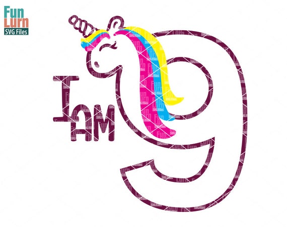 Download Unicorn Birthday svg Ninth Birthday I am Nine Nine svg 9