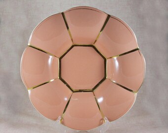 Vintage Boch La Louviére Bowl, Flower Shaped, Pink and Gold, Vintage from 1940s