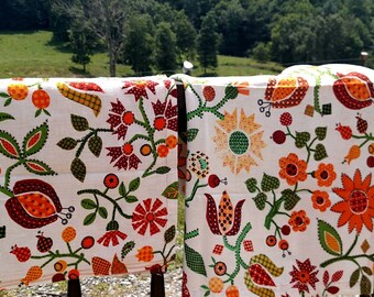 Curtains,vintage curtains,kitchen curtains,kitchen,kitchen decor,home decor,floral curtains,floral,window treatments,handmade,vintage