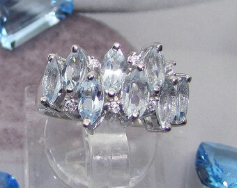 Silver knuckle ring and Sky Blue Topaz size 52