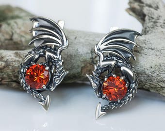 Dragon earrings sterling silver, INSPIRED by GAME of THRONES, Drachen Ohrringe pendientes dragón boucles d'oreilles dragon draak oorbellen