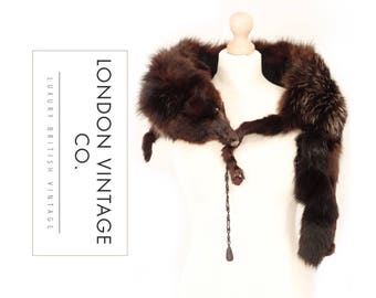 Vintage 1920's/1930's/1940's Black fox real fur taxidermy stole. perfect for Game of Thrones costumes