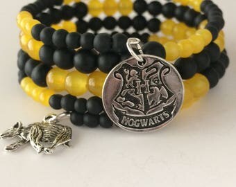 Hufflepuff Bracelet, Hufflepuff House Bracelet, Hogwarts Bracelet, Harry Potter Bracelet, Hufflepuff Jewelry, Hogwarts Hufflepuff House