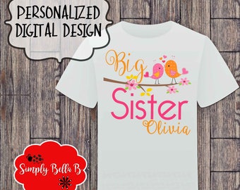 Big sister iron on | Etsy