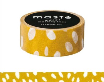 Japanese decorative dots washi tape, Mustard drops pattern tape, Planner masking tape, Craft gift wrap, Adhesive tape roll