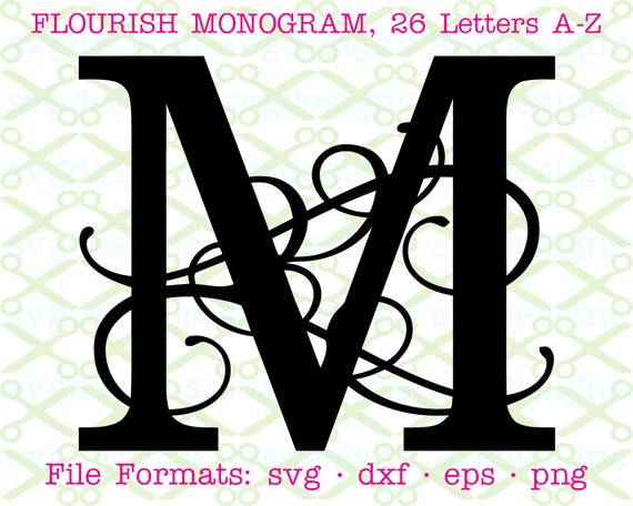 Flourish Monogram SVG Dxf Eps Png Fancy Flourish Monogram
