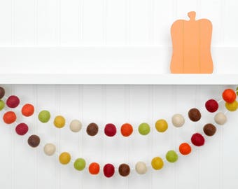 Fall Decor, Thanksgiving Decor, Autumn Decor, Fall Banner, Fall Decorations, Halloween Decor, Thanksgiving Felt Ball Garland, Party Decor
