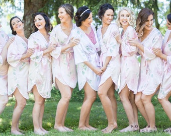 Bridesmaid Gift,Satin Floral Robe,Bridal Robe,Bridesmaid Robe,Satin Robe,Getting Ready Robe,Floral Robe,Kimono Robe,Bridesmaid Robe Set