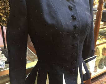 Decadently flecked 1950s Lilli Ann suit jacket in rich navy