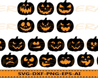 60 % OFF, Pumpkin Faces Svg, Halloween Svg, Halloween Clipart, Pumpkin Faces Silhouette svg, dxf, ai, eps, png, Halloween Vector Files