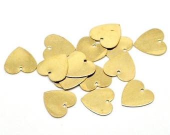 Sequin gold 13 mm heart charms 10