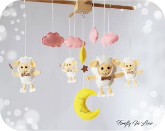 Baby Mobile - Baby Crib Mobile - Nursery Mobile Clouds – Stars and Clouds Mobile – Sheep Baby Mobile – Hanging mobile – Moon Cot Mobile