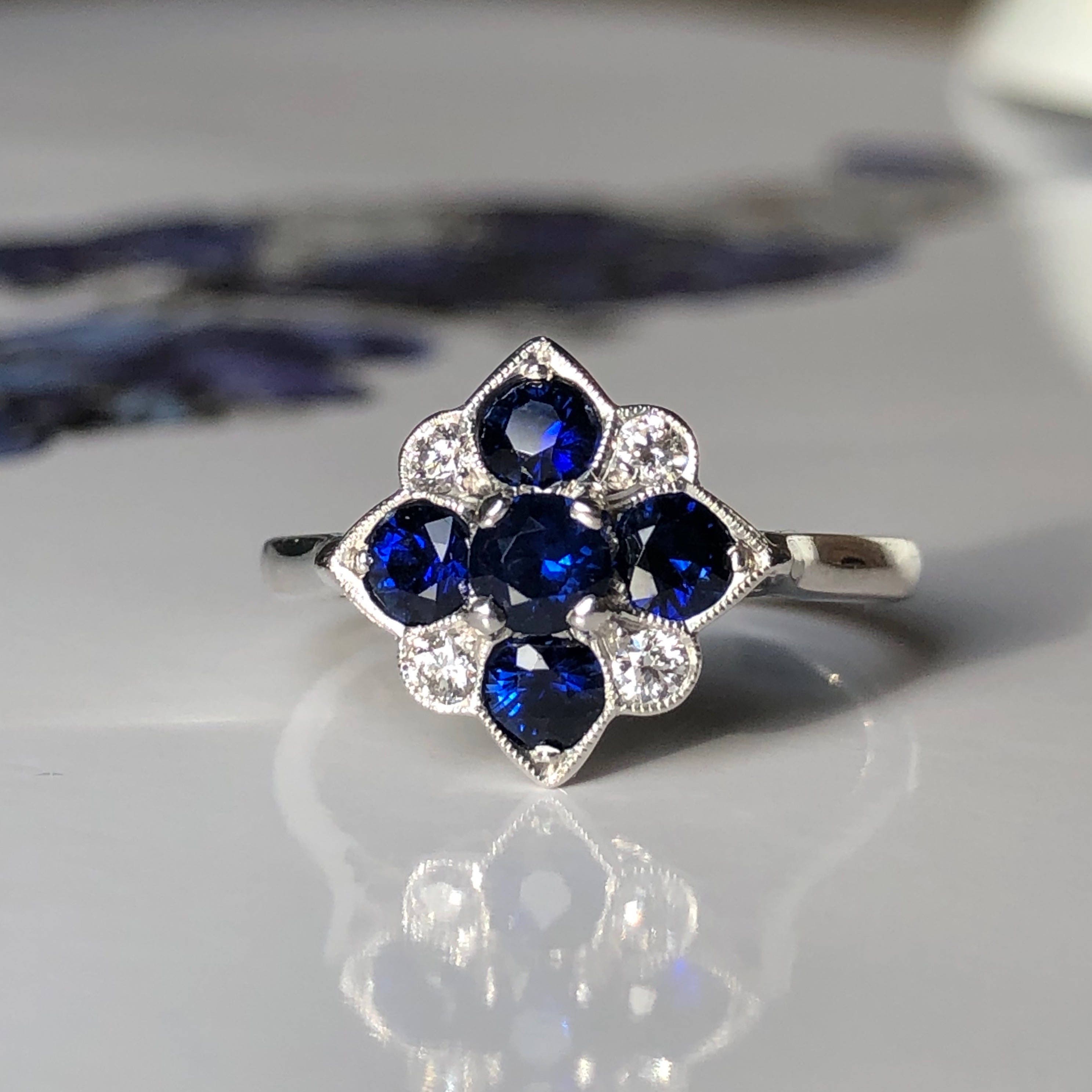 Vintage Style Sapphire And Diamond Ring Engagement Birthstone Vintage Style Sapphire And Diamond Ring Engagement Birthstone