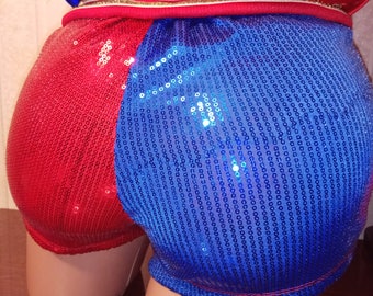 Harley Quinn Shorts Harley Quinn Glove Suicide Squad Party Harley Quinn Cosplay Harley Quinn Costume Red Blue Black Halloween Puddin Yes Sir