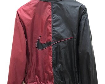 Nike Swoosh Vintage 90s Rare Nike Windbreaker Zip On Jacket Multi Colour Stripes Big Logo Two Side Colour Hip Hop Nike Jacket