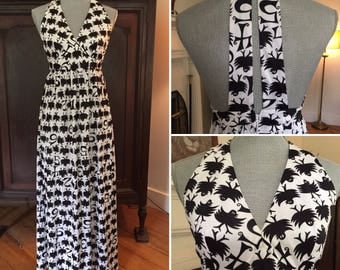 Black and white vintage halter dress