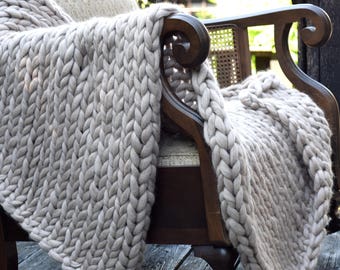 Chunky Knit Blanket Throw Blanket Merino Wool Blanket Knit Baby Blanket Super Chunky Yarn Blanket Chunky Knit Throw Knit Blanket Wool Throw