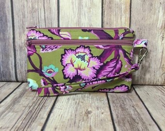 Tula Pink Wristlet/Clutch/Pouch/Wallet with card slots and removable strap