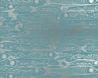 tissu bleu et argent SARDINA par COTTON + STEEL made in jappan