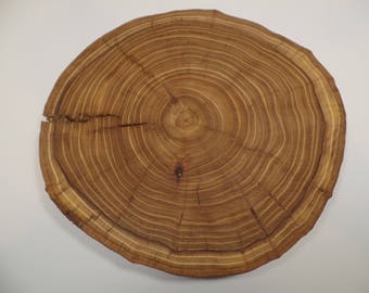 Rustic Cake Stand, 11" to 12" x 2" Oiled Elm Wedding Cake Stand, Wood Slice, Tree Slice, Wood Cookie, Log, Elm, Log Slice, Food Grade Oil