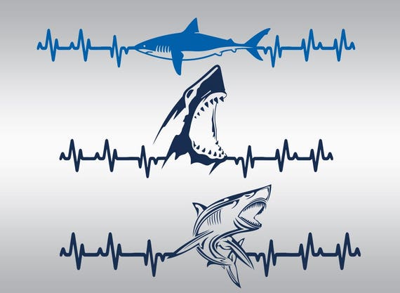 Download Heartbeat Shark fishing SVG Clipart Cut Files Silhouette Cameo