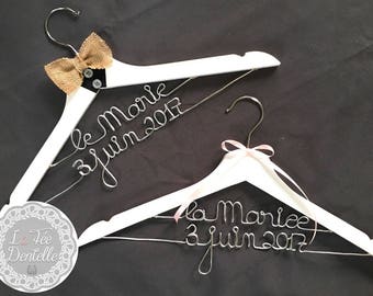 Cintre personnalisé double lignes mariage