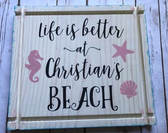 Personalized beach sign| Tiki bar | beach house | island life | beach sign | outdoor decor | party decor | Carved sign | Bedroom decor | Bar