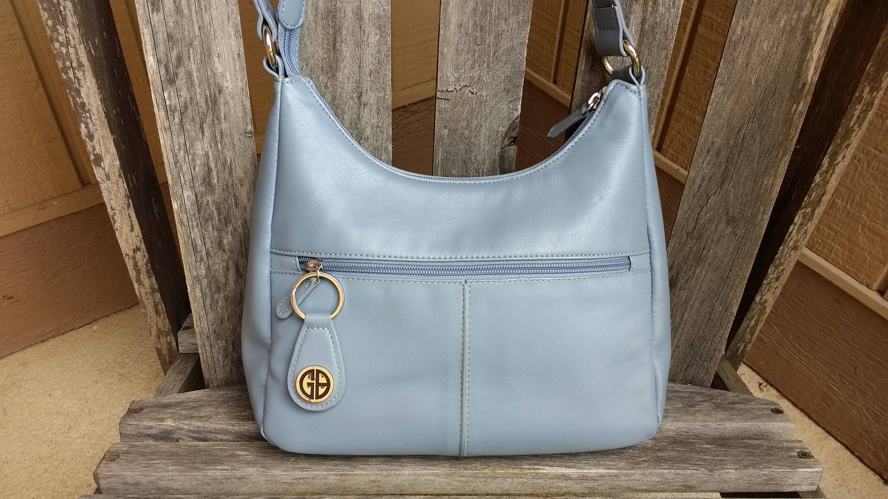 Vintage Giani Bernini Light Blue Leather Handbag Shoulder Bag