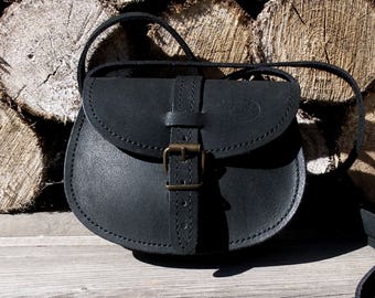 Leather bag, leather purse, shoulder bag, black leather bag, leather shoulder bag, crossbody bag, crossbody bag, handmade leather bag