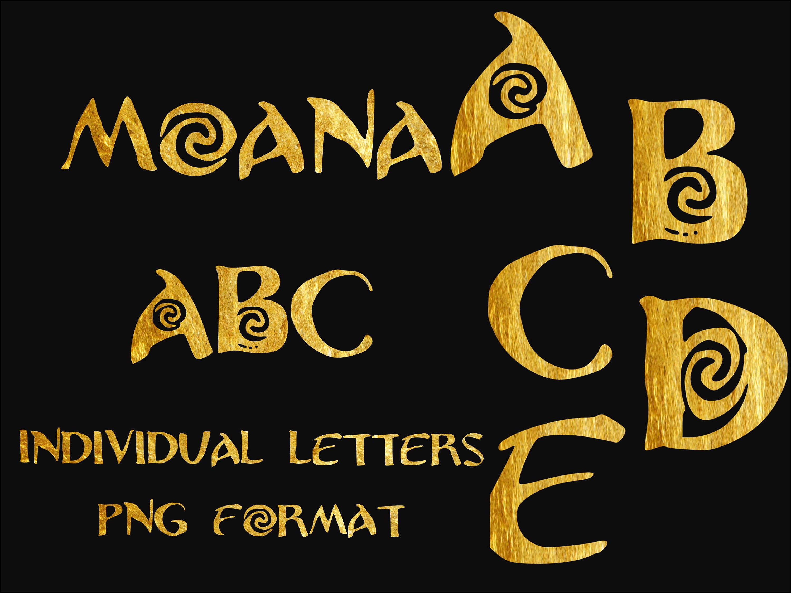 moana gold texture alphabet clippart png files golden oro