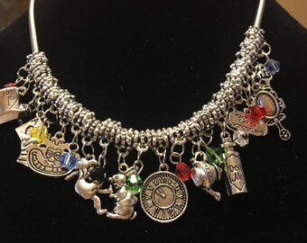 Alice in Wonderland Charm Necklace/Alice in Wonderland Jewelry/Alice in Wonderland Jewelry/Alice in Wonderland Gifts/Alice in Wonderland