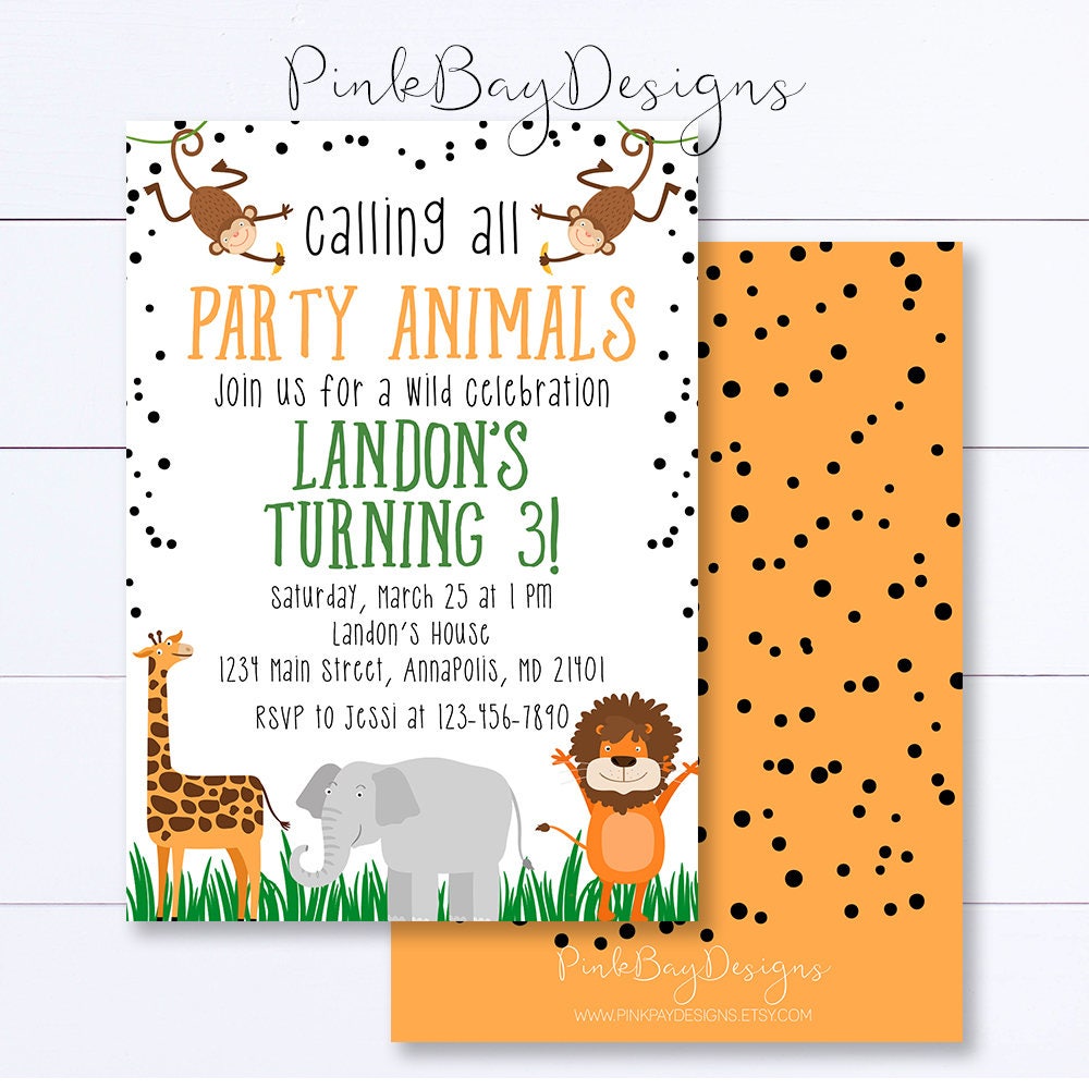 calling all party animals invitation