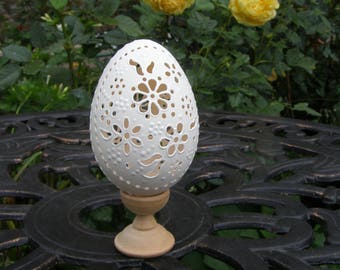 Hand Carved Lace Goose Egg Decorated Goose Egg Carved Unique Gift Handcrafted Carved Goose Handmade Exclusive Shell Egg Ornamentl