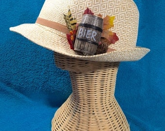 German Octoberfest Oktoberfest Miniature Beer Bier Barrel Hat Decoration Ribbon Fob Fedora Autumn Fall Harvest Party