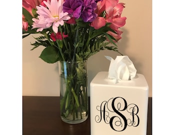 Monogrammed Tissue Holder - Custom Tissue Holder - Monogrammed Tissue Box Cover
