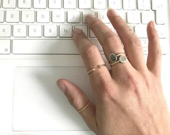 STAMP - RING 14k gold + 925 sterling silver