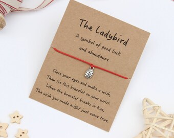 Ladybird Wish Bracelet, Ladybug Wish Bracelet, Ladybird Bracelet, Ladybug Bracelet, Ladybird Jewellery, Ladybug Jewellery, Ladybird Gift