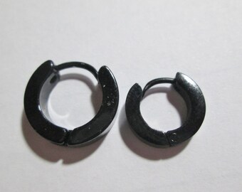 Steel Titanium, Hoop earring, Studs, men, kreoles Men, Earring, Pins Woman, Unisex, black, Spain, aro