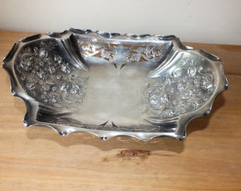 Vintage Nowill Ornate Sheffield Silver Plated Footed Fruit Bowl