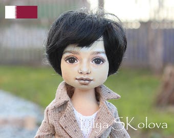 Qatar Textile doll boy textile doll interior doll fabric doll portrait doll cloth textile doll текстильная кукла selfie doll portrait doll